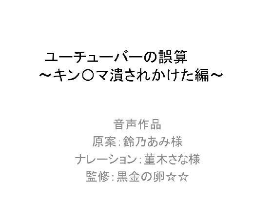 ユーチューバーの誤算  ～キン〇マ潰されかけた編～