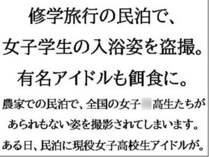 [RJ01272936][CMNFリアリズム] 修学旅行の民泊で、女子学生の入浴姿を盗撮。有名アイドルも餌食に。