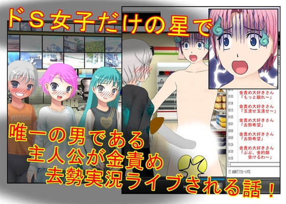 『女だけの玉責め星で去勢実況配信！』百億人の女が狙うのはたった二つのキ〇タマ！ 女たちに金責めされるシーンを勝手にライブ実況され、ドS女子らの人気者になる男！