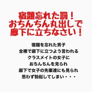 [RJ01376428][羞恥の星空 CFNM/CMNF] 宿題を忘れた罰！おちんちん丸出しで廊下に立ちなさい！