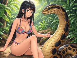 [RJ01429789][鯱呑みコミックス] 深夜のテラリウムで巨大アナコンダと女優が織りなす秘密の丸呑み絆物語