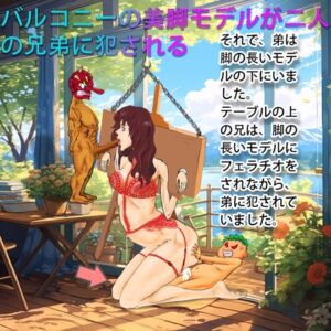 [RJ01447117][妊娠中の美巨人] バルコニーの美脚モデルが二人の兄弟に犯される