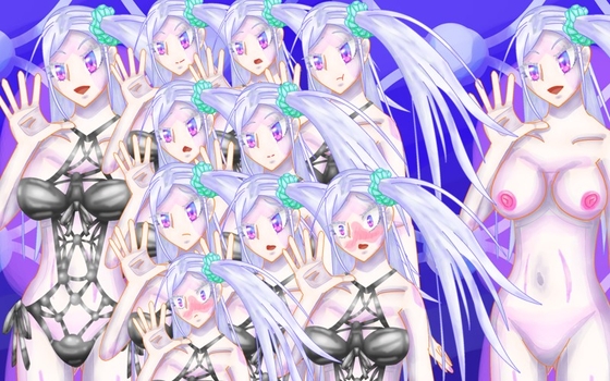 立ち絵素材29全裸差分つき表情差分20種モノキニ水着の女性