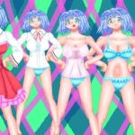 立ち絵素材30全裸,衣装差分つき表情差分20種フリルワンピースの蒼髪女の子