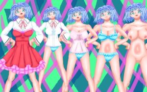 [RJ01515142][イレイザー] 立ち絵素材30全裸,衣装差分つき表情差分20種フリルワンピースの蒼髪女の子