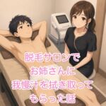 脱毛サロンでお姉さんに我慢汁を拭き取ってもらった・・・ 脱毛サロンでお姉さんに我慢汁を拭き取ってもらった・・・